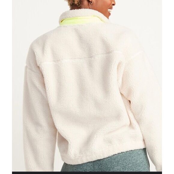 Old Navy snap front flurry crop Sherpa jacket size M - Picture 2 of 10